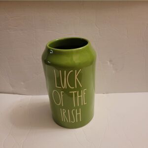 🆕️⚱️Rae Dunn Green 'Luck of the Irish' Ceramic Canister Vase Jar